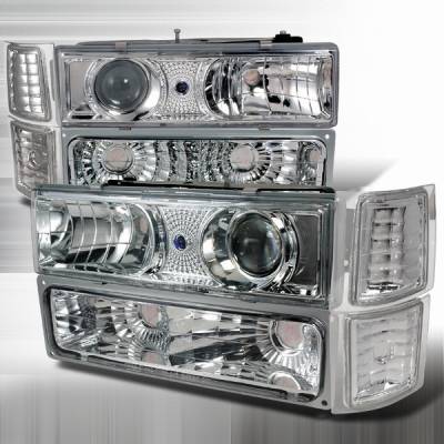 Custom Disco - Chevrolet C10 Custom Disco Clear Projector Headlights - 8PC - LBCLHP-C1094