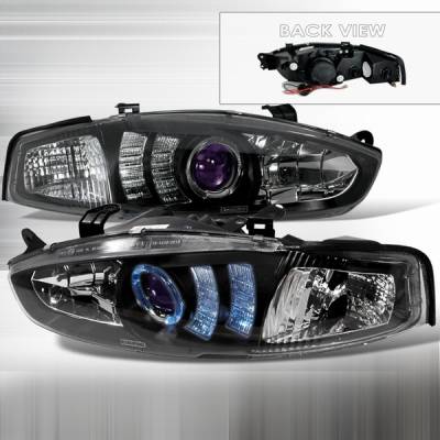 Custom Disco - Mitsubishi Mirage 2DR Custom Disco Black Halo Projector Headlights - LHP-MRG972JMB-TM
