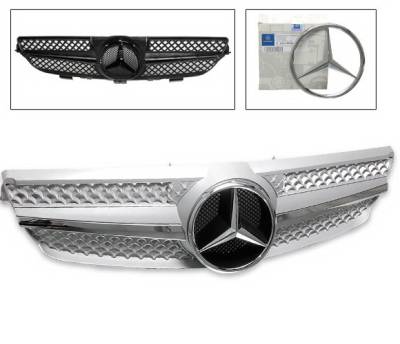 4CarOption - Mercedes CLK 4CarOption Front Hood Grille - GRA-W2090308WSLN-SL