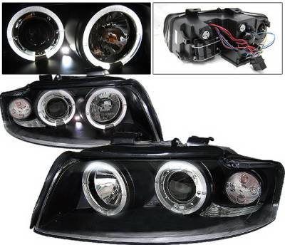 4 Car Option - Audi A4 4 Car Option LED Halo Projector Headlights - Black - 1PC - LP-AA401BB-YD