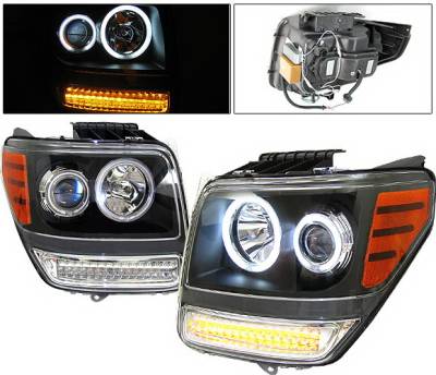 4 Car Option - Dodge Nitro 4 Car Option Halo Projector Headlights - Version 2 - Black CCFL - LP-DNR072BB-KS