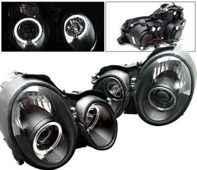 4 Car Option - Mercedes-Benz CLK 4 Car Option Halo Projector Headlights - Black - LP-MBW208B-YD