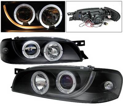 4 Car Option - Subaru Impreza 4 Car Option Dual Halo Projector Headlights - Black - LP-SI95BB-YD