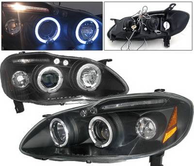 4 Car Option - Toyota Corolla 4 Car Option LED Halo Projector Headlights - Black - LP-TCL03BC-5