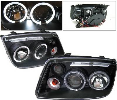 4 Car Option - Volkswagen Jetta 4 Car Option Halo Projector Headlights - Black - LP-VJ99BC-YD