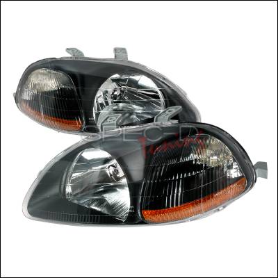 Spec-D - Honda Civic Spec-D Crystal Housing Headlights - Black - 2LH-CV96JM-KS