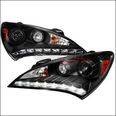 Spec-D - Hyundai Genesis Spec-D LED Projector Headlights - Black Housing - 2LHP-GENS210JM-V2-TM