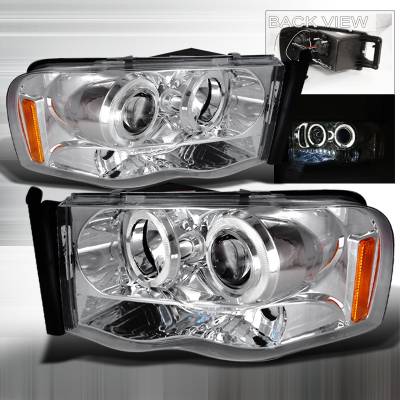 Spec-D - Dodge Ram Spec-D Halo LED Projector Headlights - Chrome - 2LHP-RAM02-TM