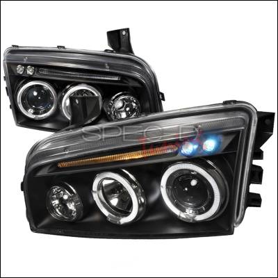 Spec-D - Dodge Charger Spec-D Halo LED Projector Headlights - Black - LHP-CHG05JM-TM