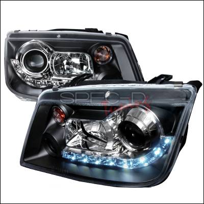 Spec-D - Volkswagen Jetta Spec-D R8 Style Halo LED Projector - Black - LHP-JET99JM-8-TM