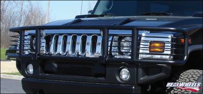 RealWheels - Hummer H2 RealWheels Brush Guard - Single Tier Wrap Around with Inserts - Black Powder Coat - 1PC - RW301-2BP-A0102