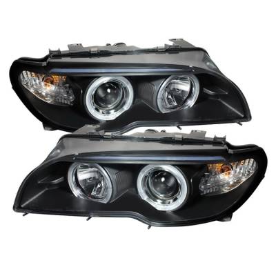 Spyder - BMW 3 Series 2DR Spyder Halo LED - Projector Headlights - Black - 1PC - 444-BMWE4604-2DR-HL-BK
