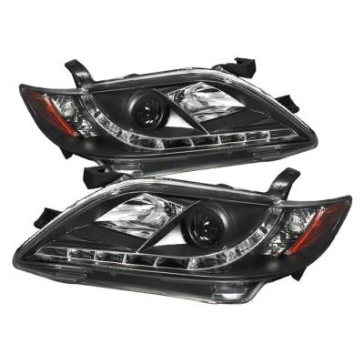 Spyder - Toyota Camry Spyder Projector Headlights - DRL LED - Black - 444-TCAM07-DRL-BK
