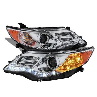 Spyder - Toyota Camry Spyder DRL LED Projector Headlights - Chrome - 444-TCAM12-DRL-C