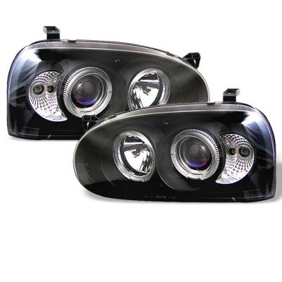 Spyder - Volkswagen Golf Spyder Projector Headlights - LED Halo - Black - 444-VG92-BK