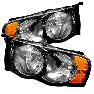 Spyder - Dodge Ram Spyder Amber Crystal Headlights - Black - HD-JH-DR02-AM-BK