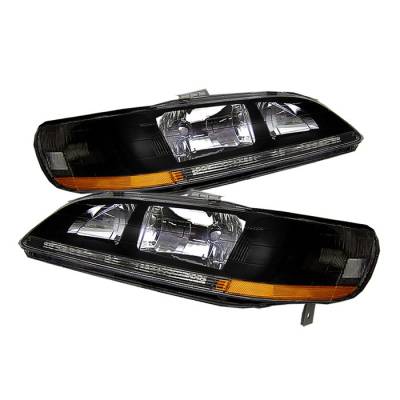 Spyder - Honda Accord Spyder Amber Crystal Headlights - Black - HD-JH-HA98-AM-BK