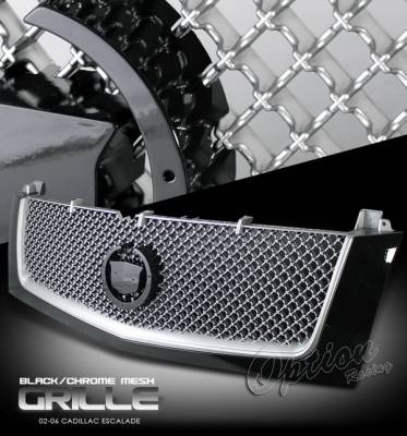 OptionRacing - Cadillac Escalade Option Racing Chrome Grille - Diamond - Silver - Primed - 1PC - 65-15252