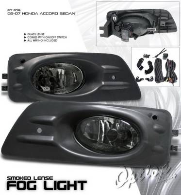 OptionRacing - Honda Accord 4DR Option Racing Fog Light Kit with Wiring Kit - Smoke - 28-20216