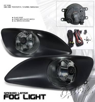 OptionRacing - Toyota Yaris Option Racing Fog Light Kit with Wiring Kit - Smoke - 28-44219