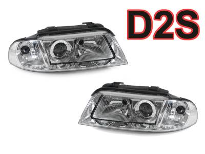 Depo - Audi B5/A4/S4 Chrome Us Spec D2S Projector DEPO Headlights Set With Clear Corner
