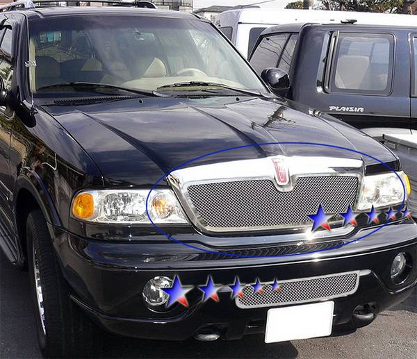 Front Upper Grille For 2015-2017 Lincoln Navigator – Black With Chrome Trim, Direct Fit