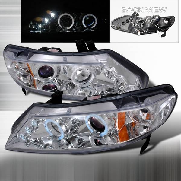 Honda Civic 4DR Custom Disco Chrome Halo Projector Headlights LHP