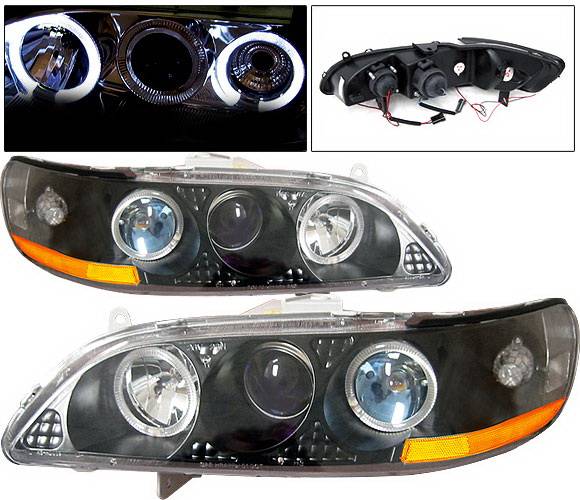Honda Accord 4 Car Option Dual Halo Projector Headlights Black 1PC