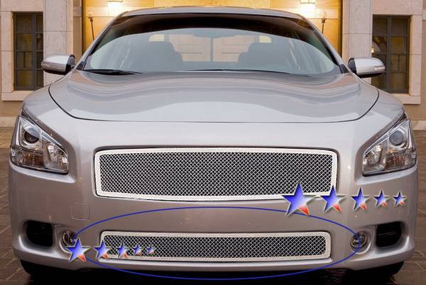 Black Stainless Steel Mesh Grille Insert For 2009-2014 Nissan Maxima – Upper Front