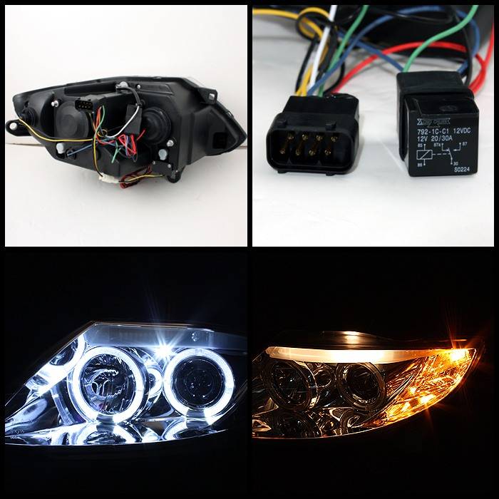 thumbnail image 2 of DTMOTO HID Projector Headlight Set For BMW Z4 2003-2008 – Black Housing, Clear Lens, LED Halo Rings, H1 Bulbs Included, SAE/DOT 2 of 4