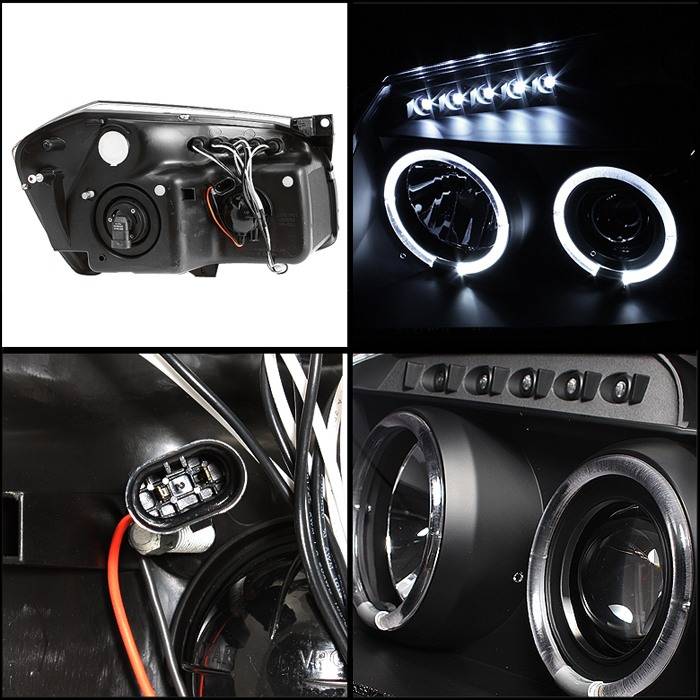 Dodge Magnum Spyder Projector Headlights LED Halo LED Black 444DMAG05LEDBK