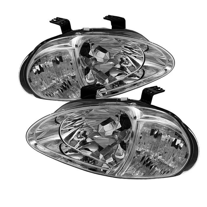 Pair Halogen Headlights Fit 1993-1997 Honda Del Sol, 1-Piece Corner Style, Left+Right