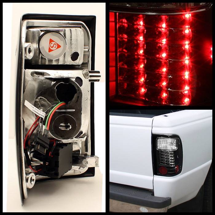 Ford Ranger Spyder LED Taillights - Black - 111-FR98-LED-BK