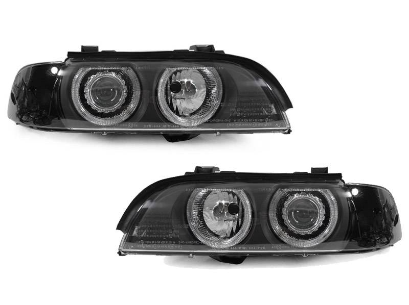 BMW E39 5 Series Black Projector Angel DEPO Headlight Smoke Corner