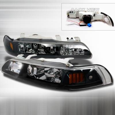 Custom Disco - Acura Integra Custom Disco Black Euro Headlights with Amber Reflector - 1PC - 2LCLH-INT90JM1PC