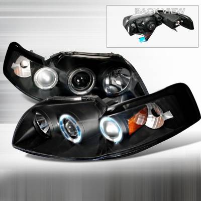 Custom Disco - Ford Mustang Custom Disco Black Halo Projector Headlights with Amber Reflector - 2LHP-MST99JM-YD
