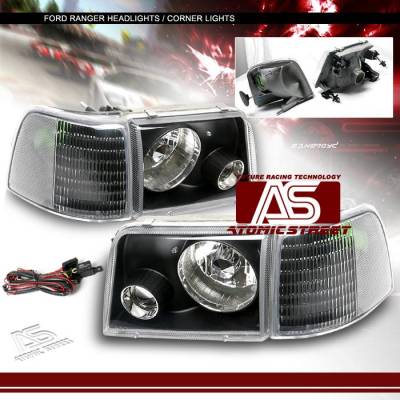 Custom - Black Pro Headlights With Corner