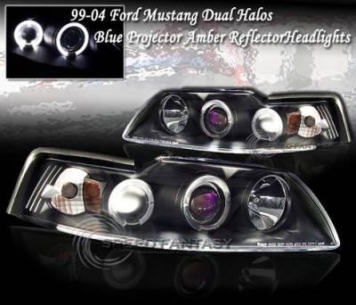 Custom - Euro Black Blue Halo Headlights
