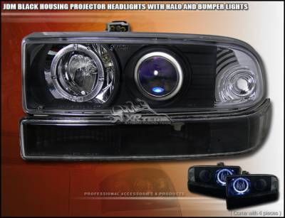 Custom - JDM Black Pro Headlights With Bumper Lights