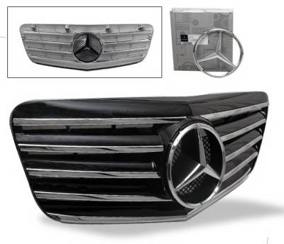 4CarOption - Mercedes E Class 4CarOption Front Hood Grille - GRA-W2110708WCL5-BK