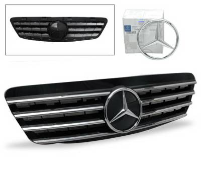 4CarOption - Mercedes S Class 4CarOption Front Hood Grille - GRG-W2209902GCL4-BK