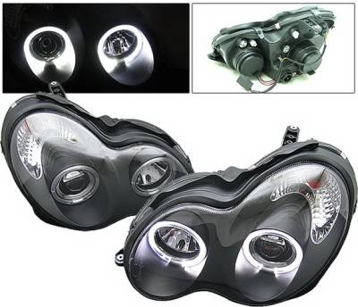 4 Car Option - Mercedes-Benz C Class 4 Car Option Projector Headlights - Black - LP-MBZC00BB-YD
