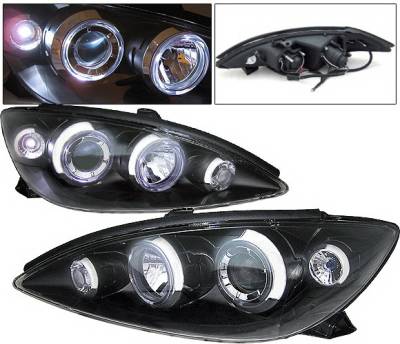 4 Car Option - Toyota Camry 4 Car Option Dual Halo Projector Headlights - Black - LP-TCA00B
