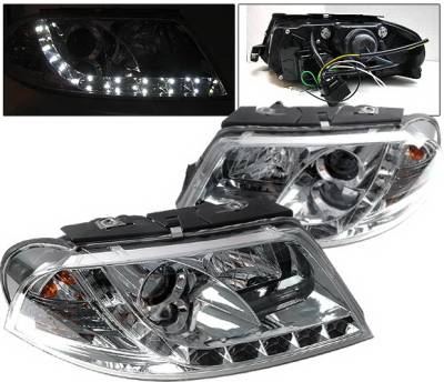 4 Car Option - Volkswagen Passat 4 Car Option Projector Headlights - R8 DRL - Chrome - LP-VP01CDR-YD