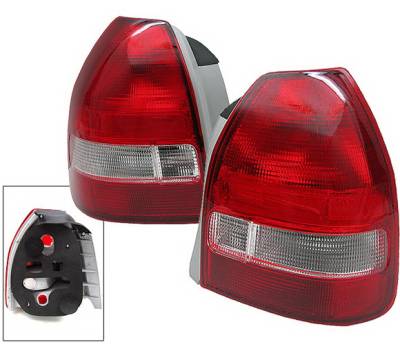 4 Car Option - Honda Civic HB 4 Car Option Taillights - Red & Clear - LT-HC963RC-KS