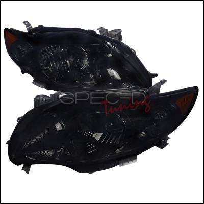 Spec-D - Toyota Corolla Spec-D Euro Headlights - Smoke Lens - Black Housing - 2LH-COR09SM-RS