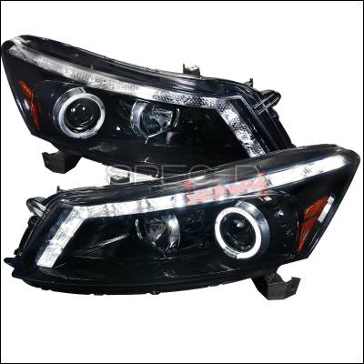 Spec-D - Honda Accord 4DR Spec-D Gloss Black Housing Projector Headlights - Smoked Lens - 2LHP-ACD084G-TM