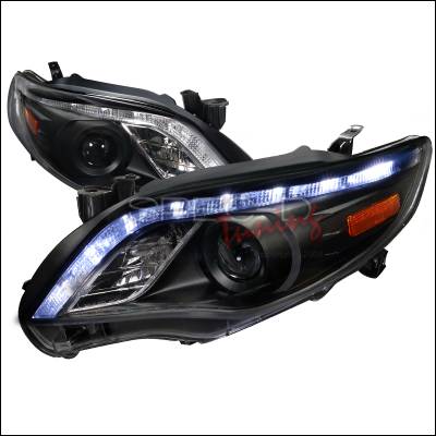 Spec-D - Toyota Corolla Spec-D Projector Headlights - Black Housing - 2LHP-COR11JM-TM