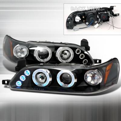 Spec-D - Toyota Corolla Spec-D Halo LED Projector Headlights - Black - 2LHP-COR93JM-TM