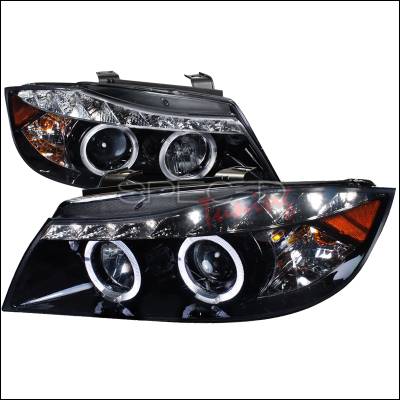 Spec-D - BMW 3 Series 4DR Spec-D R8 Style Projector Headlight Gloss - Black Housing - Smoke Lens - 2LHP-E9005G-8-TM
